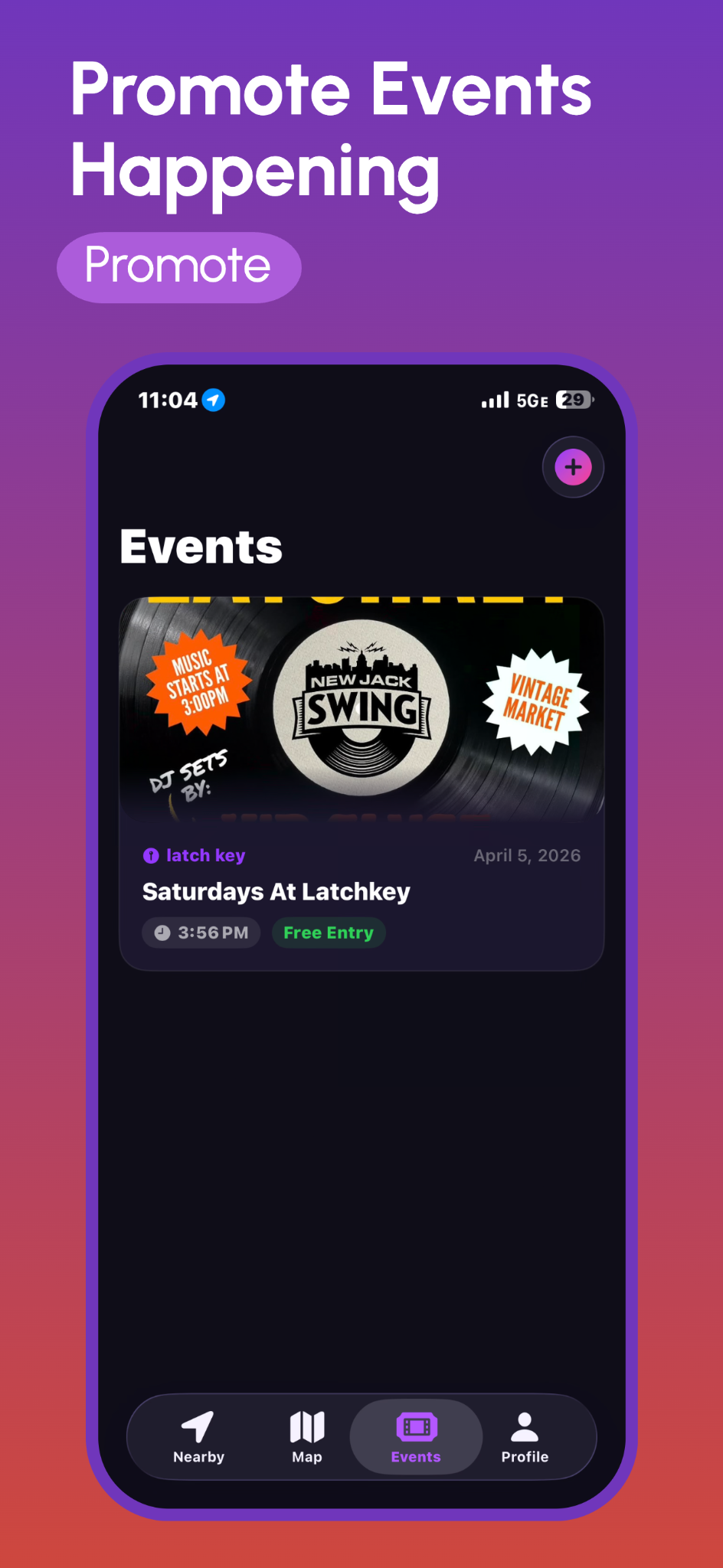Pop In events screen
